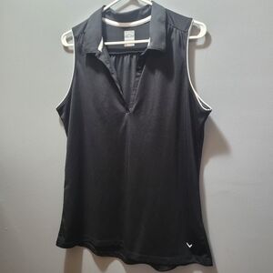 Callaway Sleeveless Polo Top in Black with White Trim XL